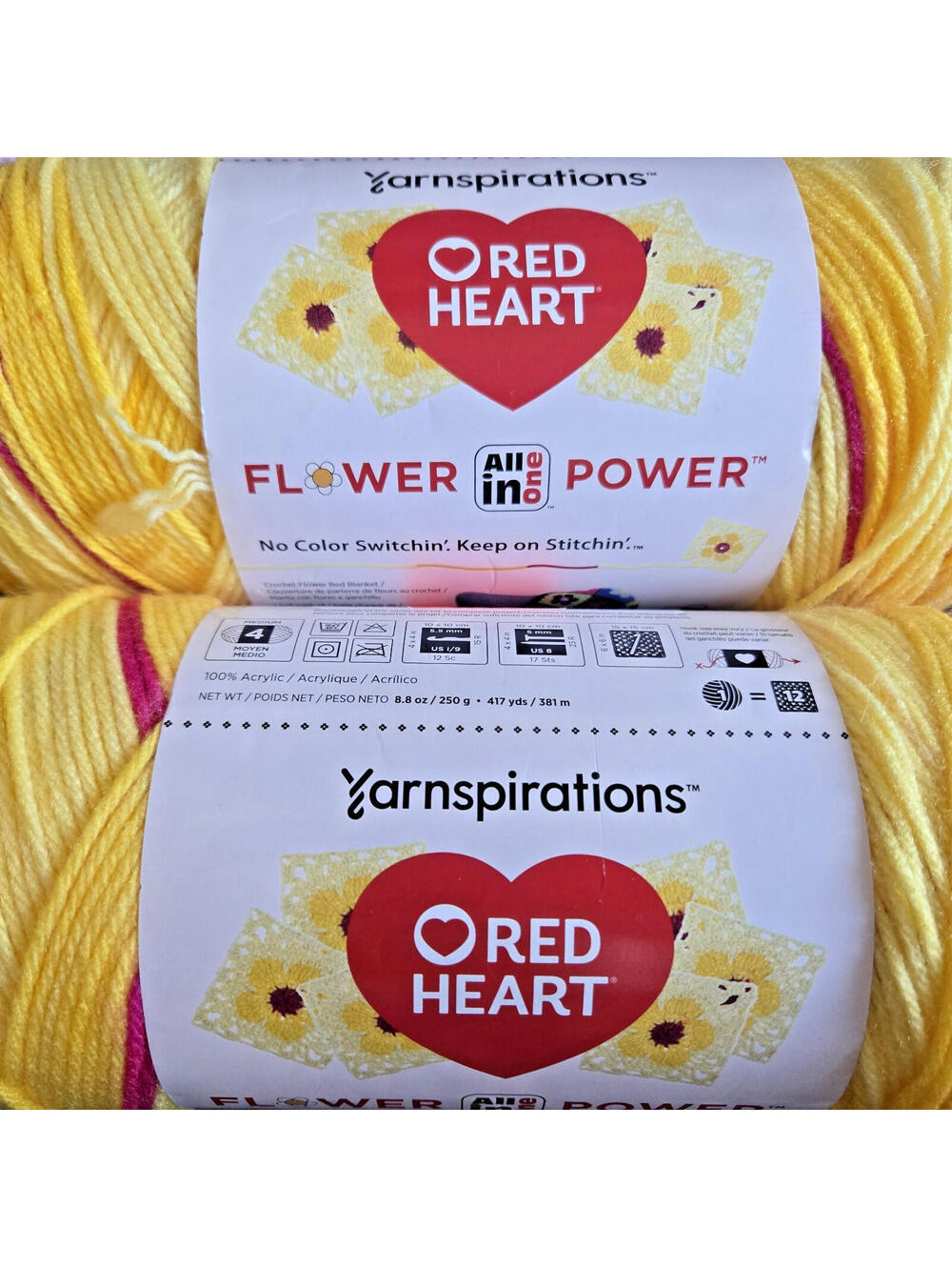 Red Heart All In One Flower Dilly Daylily Pink Lemonade 8.8 Oz Lot of 4 Skeins